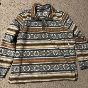 Women’s Gray Yellow and Brown Patterned Sweater